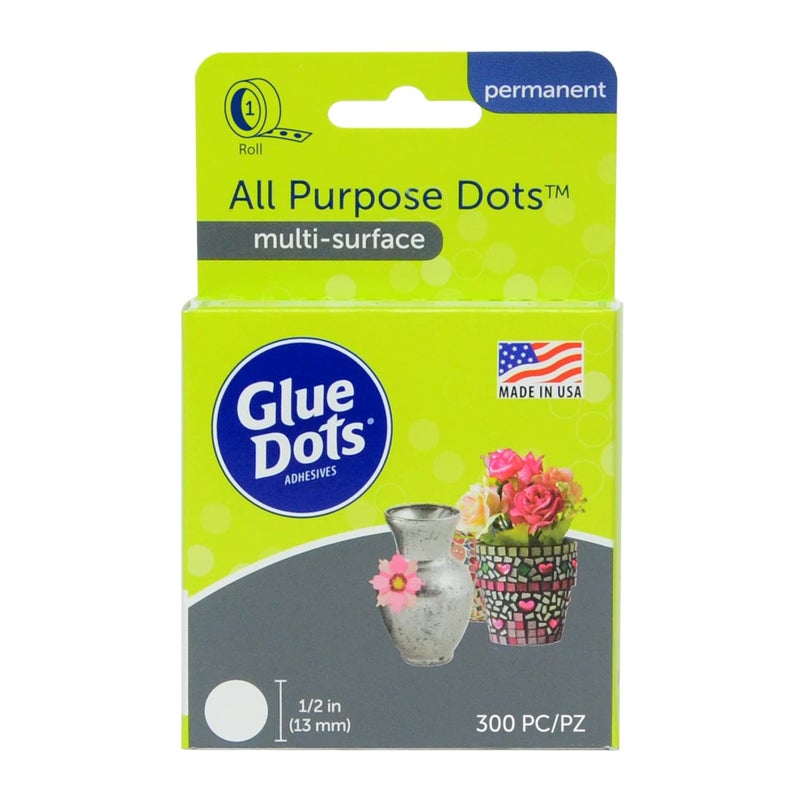 Glue Dots, All Purpose Dots, Permanent, Multi-Surface, Double-Sided, 1/2", .5 Inch, 300 Dots, DIY Craft Glue Tape, Sticky Adhesive Glue Points, Liquid Hot Glue Alternative, Clear - Image 1